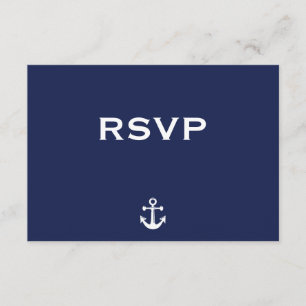 Tarjeta RSVP de Boda Náutica Azul Navy con Anchor