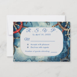 Tarjeta RSVP de Boda Náutica de Moda Rústica