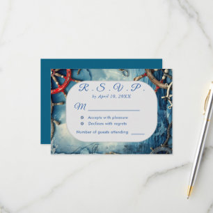 Tarjeta RSVP de Boda Náutica de Moda Rústica