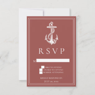 Tarjeta RSVP de Boda Náutica Terracota