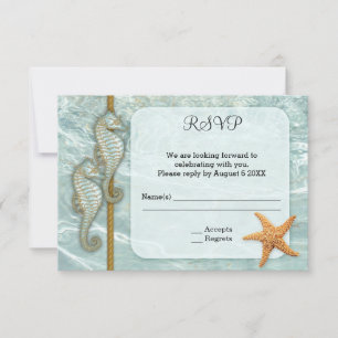 Tarjeta RSVP de Boda Nautical Seahorse