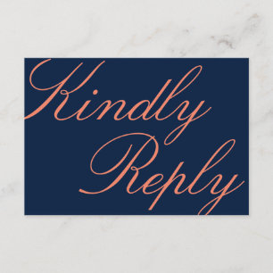Tarjeta RSVP de boda naval y caligrafía coral