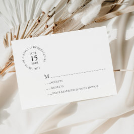 Tarjeta Rsvp de Boda Negra y Blanca Moderna minima
