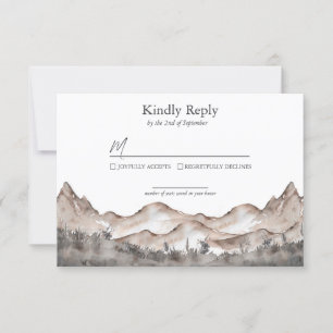 Tarjeta RSVP de boda Neutral Tone Mountain
