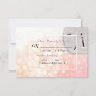 Tarjeta RSVP de Boda Oceánica en Dólar Coral