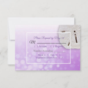 Tarjeta RSVP de Boda Oceánica en Dólar Púrpura