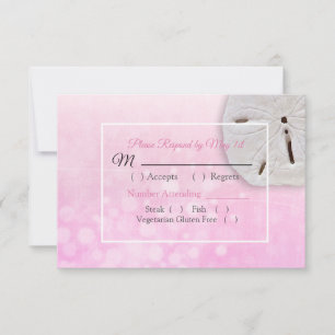 Tarjeta RSVP de Boda Oceánica en Dólar Rosa