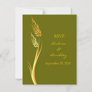 Tarjeta RSVP de Boda Oleícola Verde Trigo Otoño