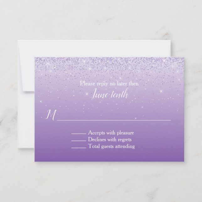Tarjeta RSVP de boda Ombre ultravioleta (Anverso)