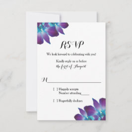 Tarjeta RSVP de Boda Orquídea Azul Dendrobium