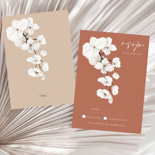 Tarjeta RSVP de boda orquídea de terracota moderna
