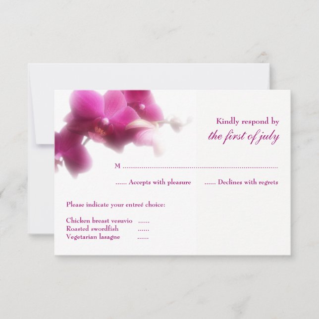 Tarjeta RSVP de Boda Orquídea Rosa (Anverso)