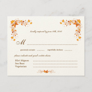 Tarjeta RSVP de boda otoñal con sobre