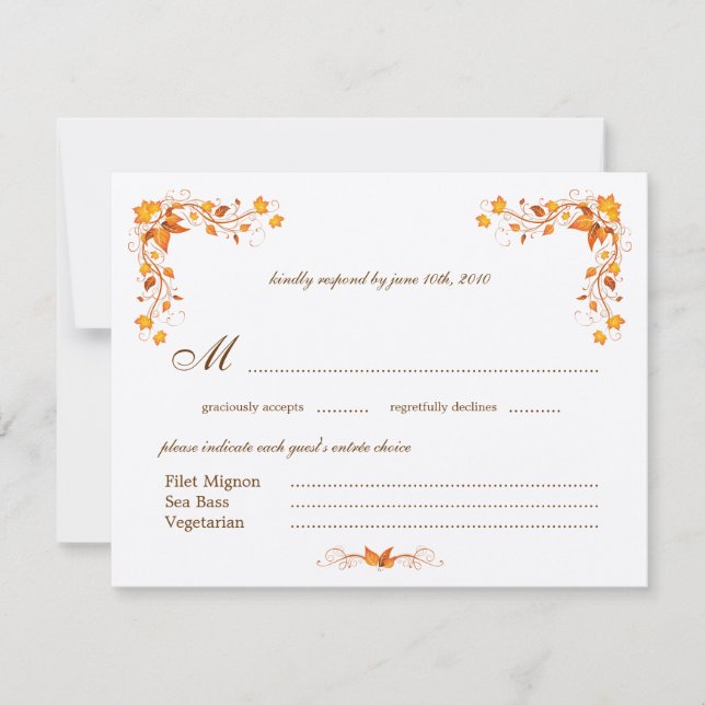 Tarjeta RSVP de boda otoñal con sobre (Anverso)