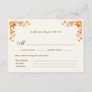 Tarjeta RSVP de boda otoñal con sobre