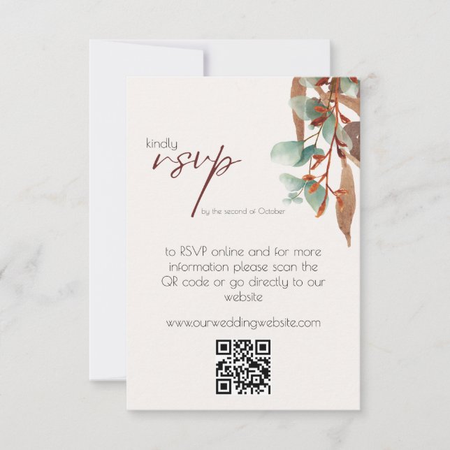 Tarjeta RSVP de boda otoñal moderna Foliage (Anverso)