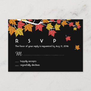 Tarjeta RSVP de boda otoño con hojas de arce cayen