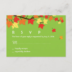 Tarjeta RSVP de boda otoño con hojas de arce cayen