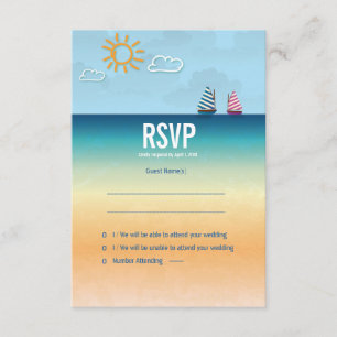 Tarjeta RSVP de boda para el tema de la playa de a