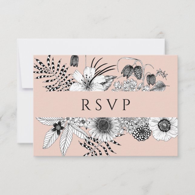 Tarjeta RSVP de Boda para Elección de Comida Flora (Anverso)