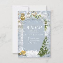 Tarjeta RSVP de boda para Navidades blancos
