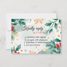 Tarjeta RSVP de boda para Navidades de acuarela - 