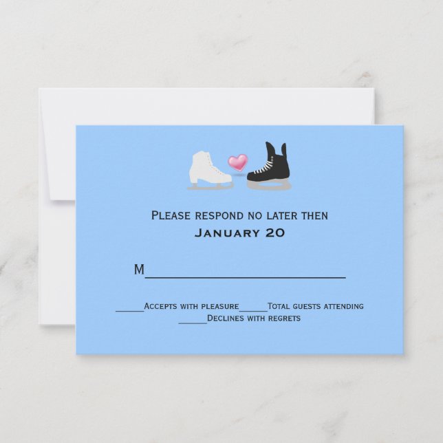 Tarjeta RSVP de boda para patinadores de hielo (Anverso)