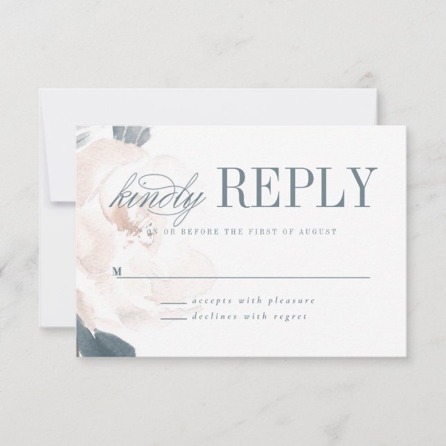 Tarjeta RSVP de Boda Peony Pink suave (Anverso)