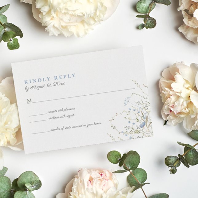 Tarjeta RSVP de Boda Periwinkle Blue Wildflower (Subido por el creador)