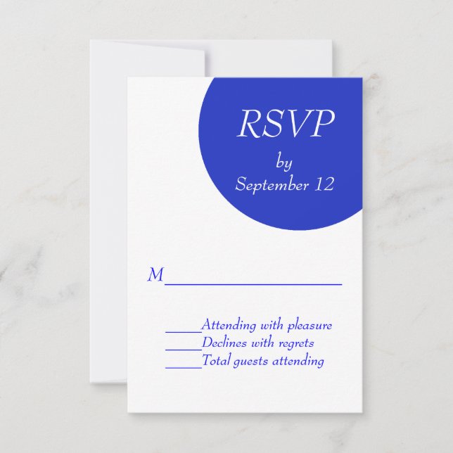 Tarjeta RSVP de boda personalizada Blue and White  (Anverso)