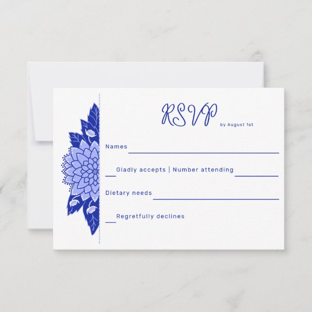 Tarjeta RSVP de boda personalizada Dahlia (Anverso)