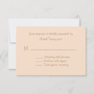 Tarjeta RSVP de boda personalizada de peach pálido