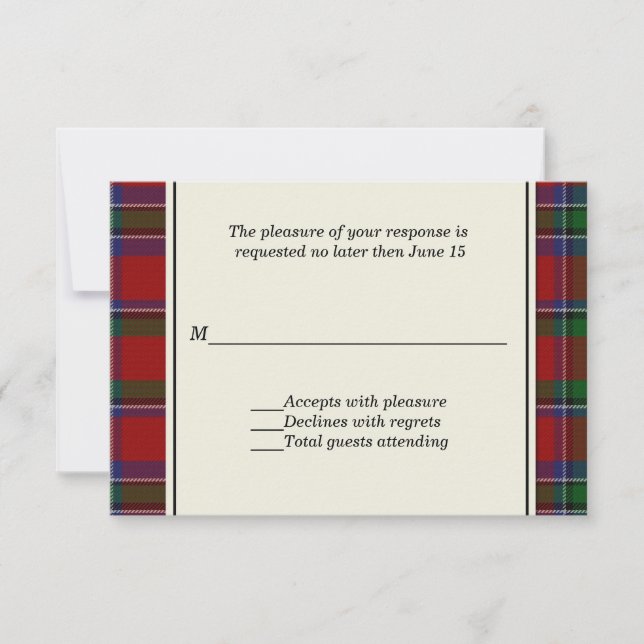 Tarjeta RSVP de boda personalizada de Sinclair Pla (Anverso)