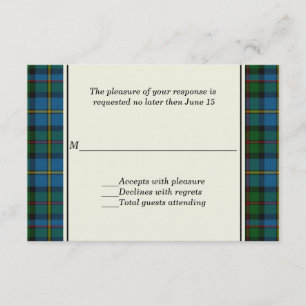 Tarjeta RSVP de boda personalizada MacLeod Plaid