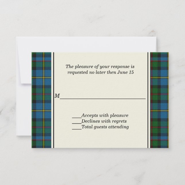 Tarjeta RSVP de boda personalizada MacLeod Plaid (Anverso)