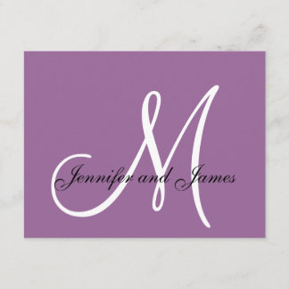 Tarjeta RSVP de boda personalizada Monograma malva