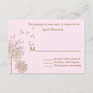 Tarjeta RSVP de boda personalizada Pink and Brown