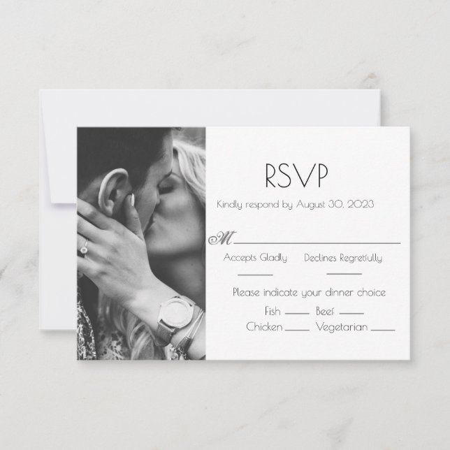 Tarjeta RSVP de boda personalizada por foto (Anverso)