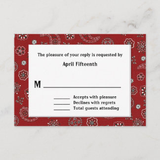 Tarjeta RSVP de boda personalizada Red Western Ban