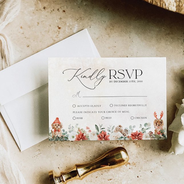 Tarjeta RSVP de Boda Pinecone de invierno Red Gree (Subido por el creador)