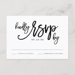 Tarjeta RSVP de boda por mano de moda
