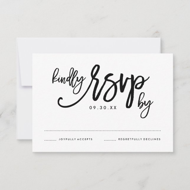 Tarjeta RSVP de boda por mano de moda (Anverso)