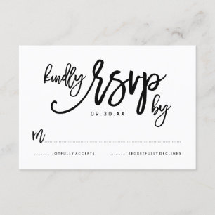 Tarjeta RSVP de boda por mano de moda