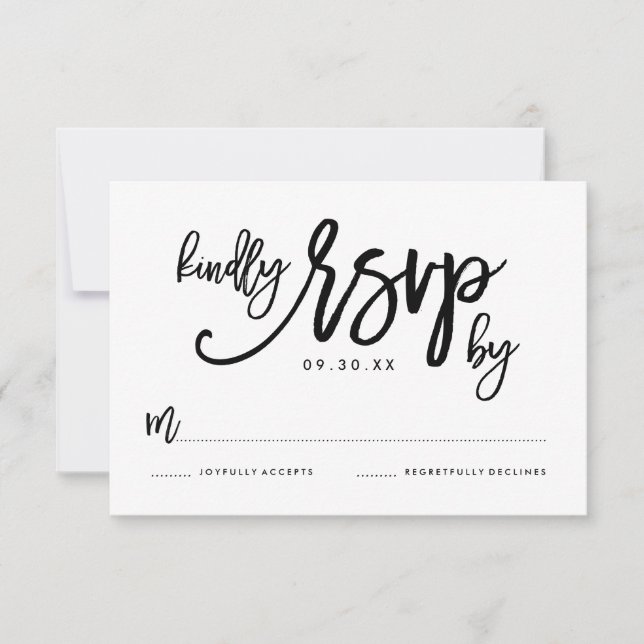 Tarjeta RSVP de boda por mano de moda (Anverso)