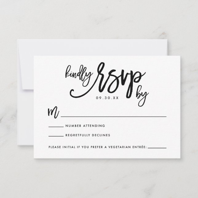 Tarjeta RSVP de boda por mano de moda (Anverso)