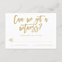 Tarjeta RSVP de boda por mano de moda en oro