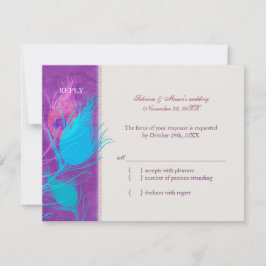 Tarjeta RSVP de Boda Púrpura Azul Verde azulada Pe