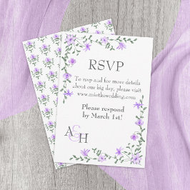Tarjeta RSVP de boda púrpura ligera