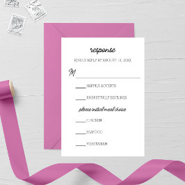 Tarjeta RSVP de boda púrpura minimalista