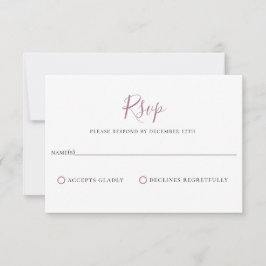 Tarjeta RSVP de boda púrpura minimalista Mauve